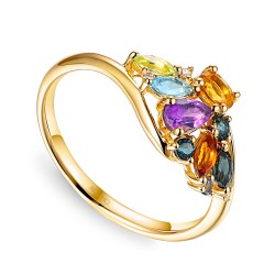Pierścionek z kolorowymi kamieniami i diamentami (R98894 Y AM,BT,CT,PT): 10 - zdjęcie: 2