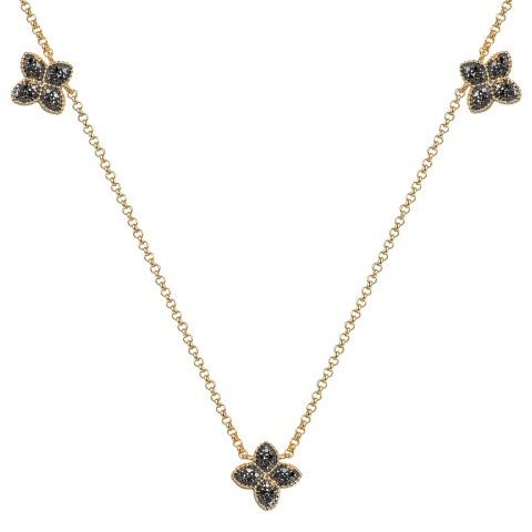 Naszyjnik z czarnymi diamentami (N12238 Y G BD)