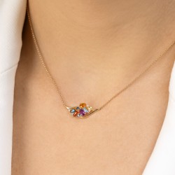 Naszyjnik z kolorowymi kamieniami i diamentami (N12237 Y G AM,BT,CT,PT) - zdjęcie: 3