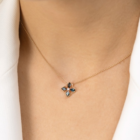 Naszyjnik z london blue topazami i diamentem (N12243 Y G LBT)