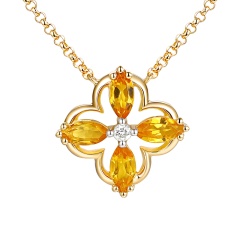 Naszyjnik z cytrynami i diamentem (N12243 Y G CT)