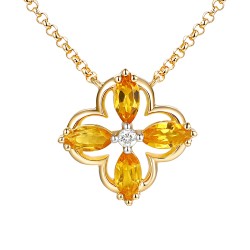 Naszyjnik z cytrynami i diamentem (N12243 Y G CT) - zdjęcie: 2