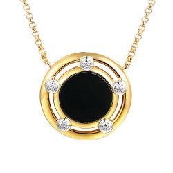 Naszyjnik z czarnym agatem i diamentami (N12254 Y G BAG) - zdjęcie: 2