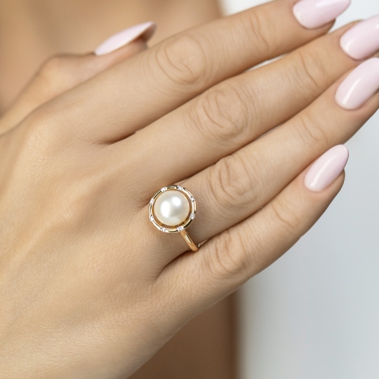 Pierścionek z perłą i diamentami (R98882 Y PL): 10