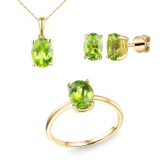 Komplet biżuterii z perydotami (E43062YPT+P43062YPT+R43062YPT)
