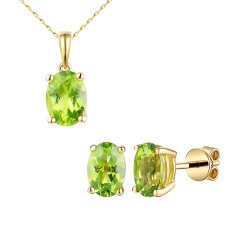 Komplet biżuterii z perydotami (E43062YPT+P43062YPT)