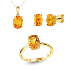 Komplet biżuterii z cytrynami (E43062YCT+P43062YCT+R43062YCT)