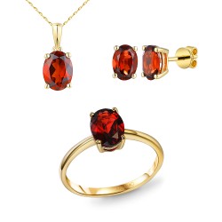 Komplet biżuterii z granatami (E43062YGT+P43062YGT+R43062YGT) - zdjęcie: 2