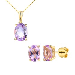 Komplet biżuterii z różowymi ametystami (E43062YPAM+P43062YPAM) - zdjęcie: 2