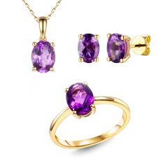 Komplet biżuterii z ametystami (E43062YAM+P43062YAM+R43062YAM)