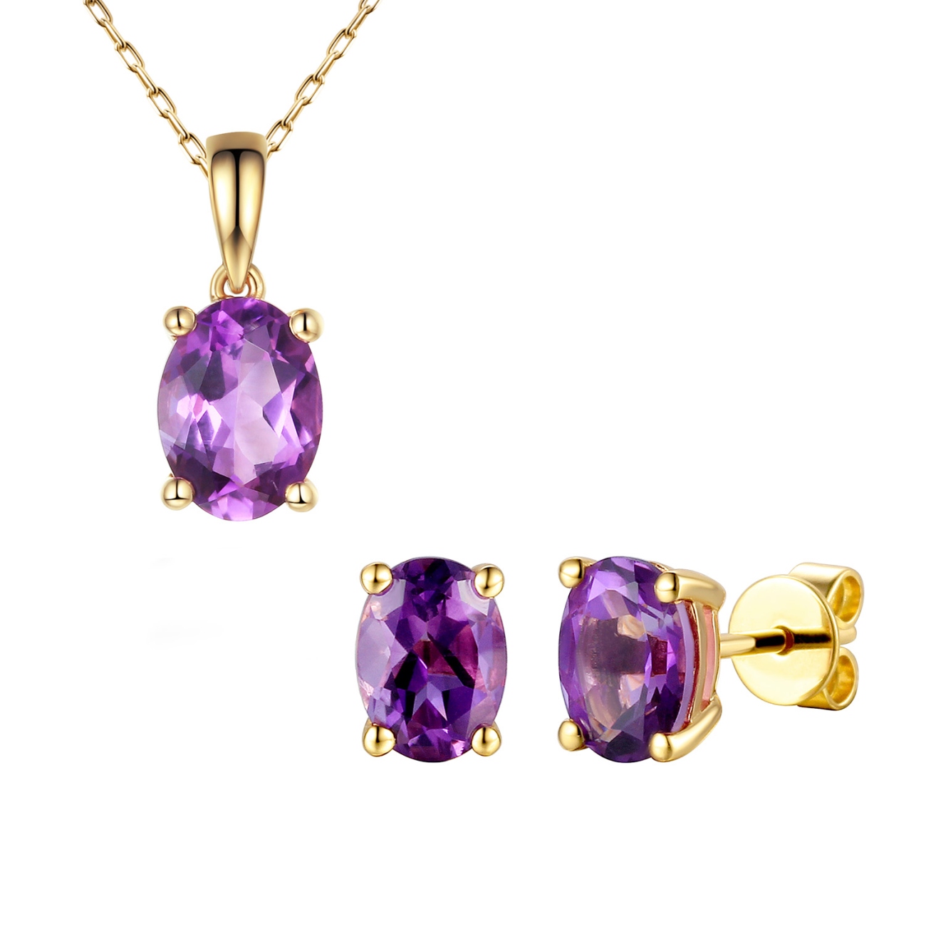 Komplet biżuterii z ametystami (E43062YAM+P43062YAM)