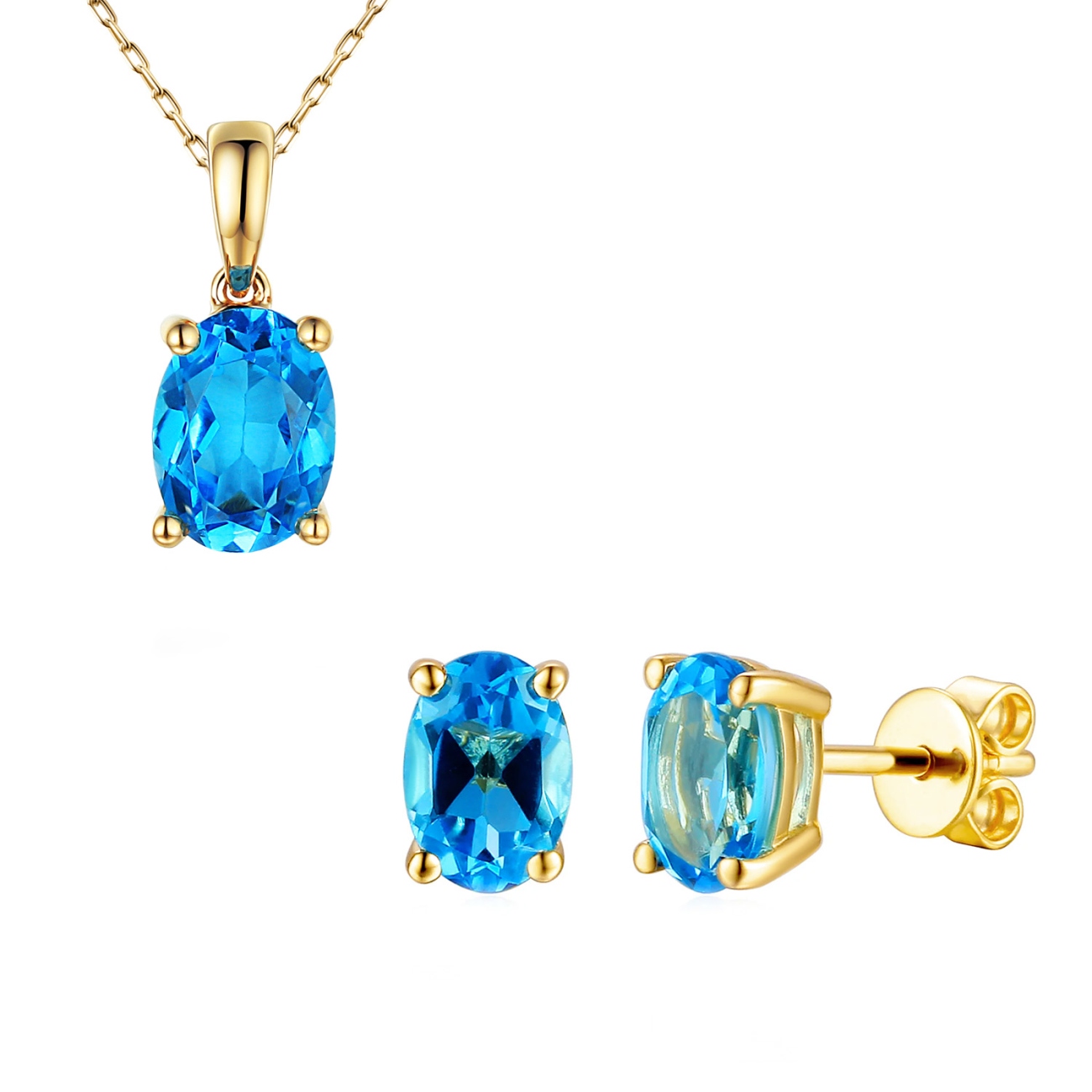 Komplet biżuterii z niebieskimi topazami (E43062YBT+P43062YBT)