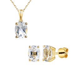 Komplet biżuterii z białymi topazami (E43062YWT+P43062YWT)