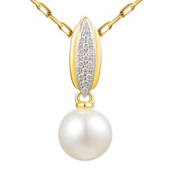 Zawieszka z perłą i diamentami (P98884 Y PL) - zdjęcie: 2