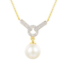 Naszyjnik z perłą i diamentami (N12234 Y G PL)