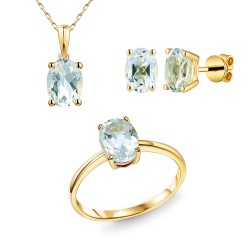 Komplet biżuterii z akwamarynami (E43062YAQ+P43062YAQ+R43062YAQ) - zdjęcie: 2