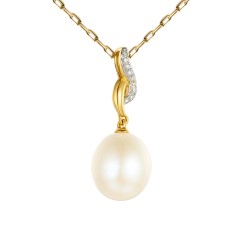 Zawieszka z perłą i diamentami (P55719 Y) - zdjęcie: 2