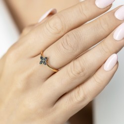 Pierścionek z czarnymi diamentami (R98895 Y BD): 10 - zdjęcie: 3