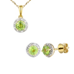 Komplet biżuterii z perydotami i diamentami (E98723YSPT+P98723YPT)