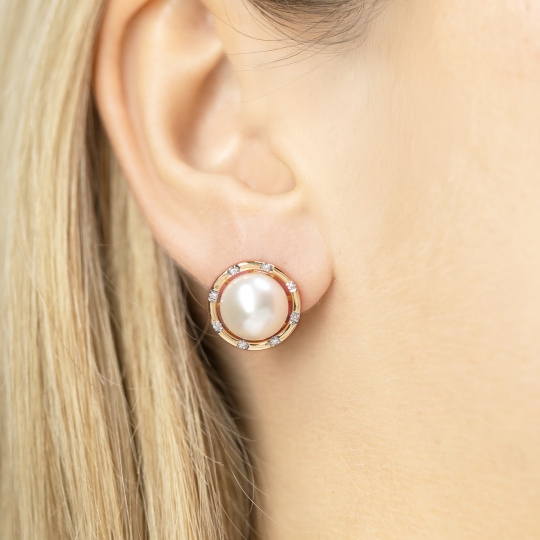 Kolczyki z perłami i diamentami (E98882 Y A PL)