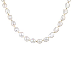 Naszyjnik złoty z perłami i diamentami (N12232 Y PL)