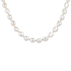 Naszyjnik złoty z perłami i diamentami (N12232 Y PL) - zdjęcie: 2