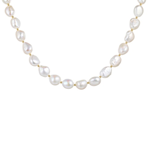 Naszyjnik złoty z perłami i diamentami (N12232 Y PL)