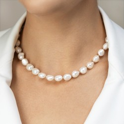 Naszyjnik złoty z perłami i diamentami (N12232 Y PL) - zdjęcie: 3