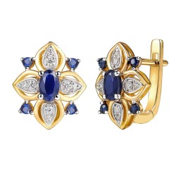 Kolczyki z szafirami i diamentami (E98880 Y A SA) - zdjęcie: 2