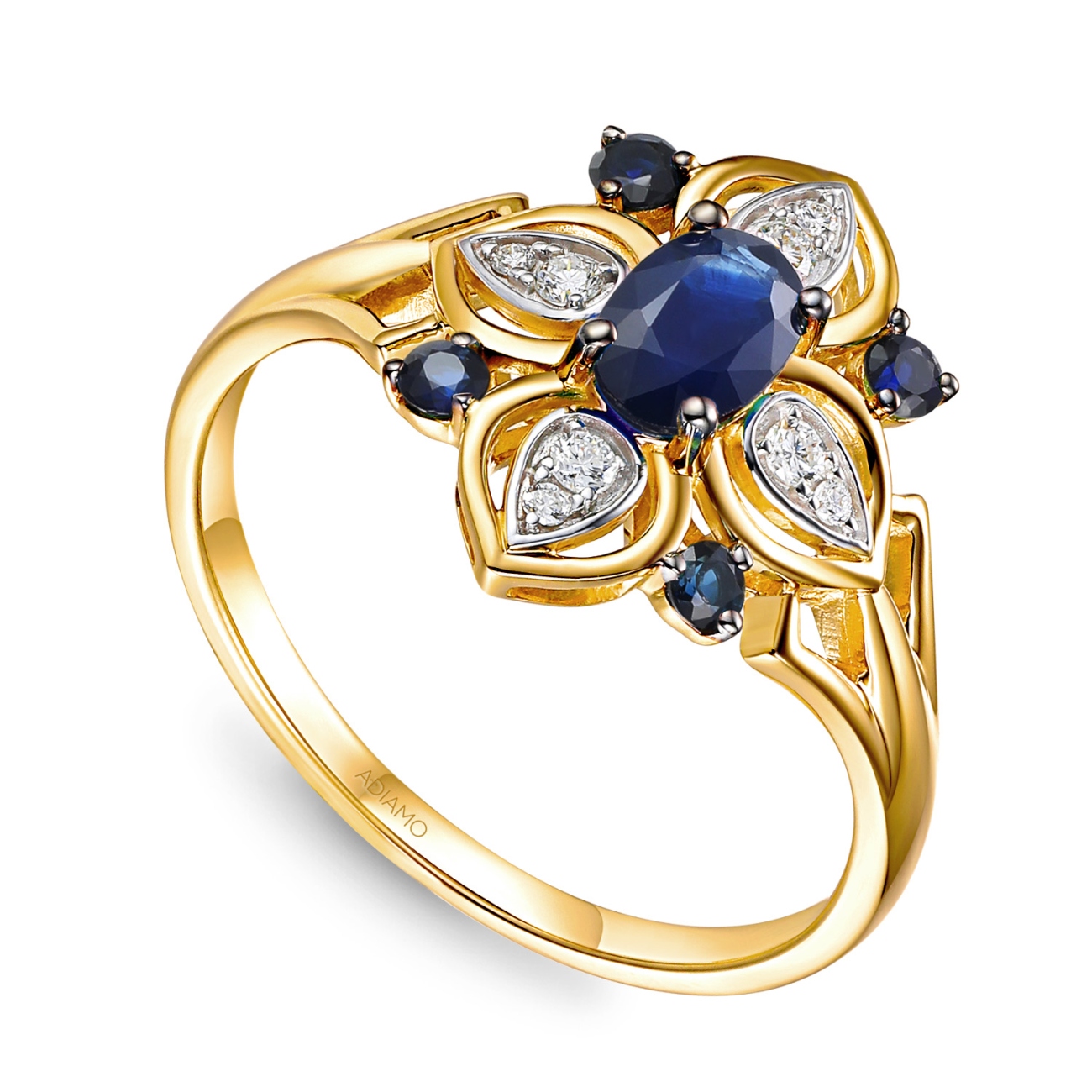 Pierścionek z szafirami i diamentami (R98880 Y SA): 10