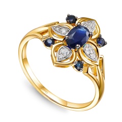 Pierścionek z szafirami i diamentami (R98880 Y SA)