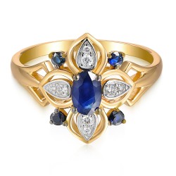 Pierścionek z szafirami i diamentami (R98880 Y SA): 10 - zdjęcie: 4