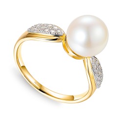 Pierścionek z perłą i diamentami (R98884 Y PL): 10 - zdjęcie: 2