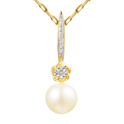 Zawieszka z perłą i diamentami (P98885 Y PL) - zdjęcie: 2