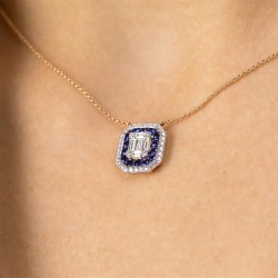 Naszyjnik z szafirami laboratoryjnymi (N12235 Y G LGSA) - zdjęcie: 3