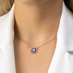 Naszyjnik z szafirami laboratoryjnymi (N12235 Y G LGSA) - zdjęcie: 4