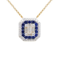 Naszyjnik z szafirami laboratoryjnymi (N12235 Y G LGSA)