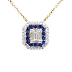 Naszyjnik z szafirami laboratoryjnymi (N12235 Y G LGSA) - zdjęcie: 2