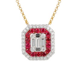 Naszyjnik z rubinami laboratoryjnymi (N12235 Y G LGRU) - zdjęcie: 2