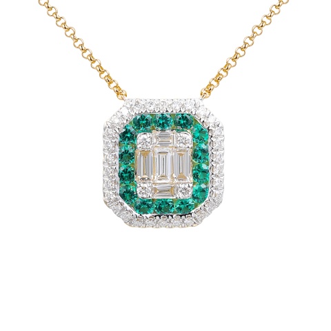 Naszyjnik ze szmaragdami laboratoryjnymi (N12235 Y G LGEM)