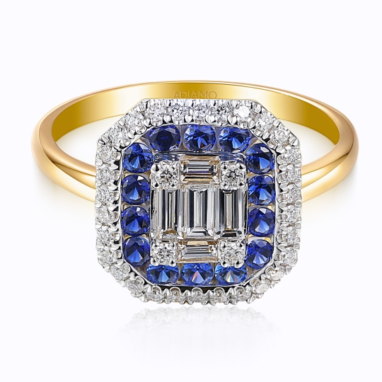 Pierścionek z szafirami laboratoryjnymi (R98892 Y LGSA): 10