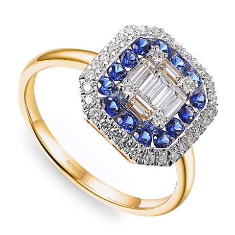 Pierścionek z szafirami laboratoryjnymi (R98892 Y LGSA)