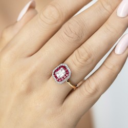 Pierścionek z rubinami laboratoryjnymi (R98892 Y LGRU): 15 - zdjęcie: 3