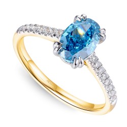 Pierścionek z niebieskim diamentem laboratoryjnym (R96117 1,39ct YW LGDB): 10 - zdjęcie: 2