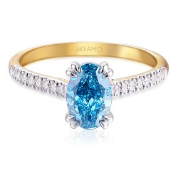 Pierścionek z niebieskim diamentem laboratoryjnym (R96117 1,39ct YW LGDB): 10 - zdjęcie: 4