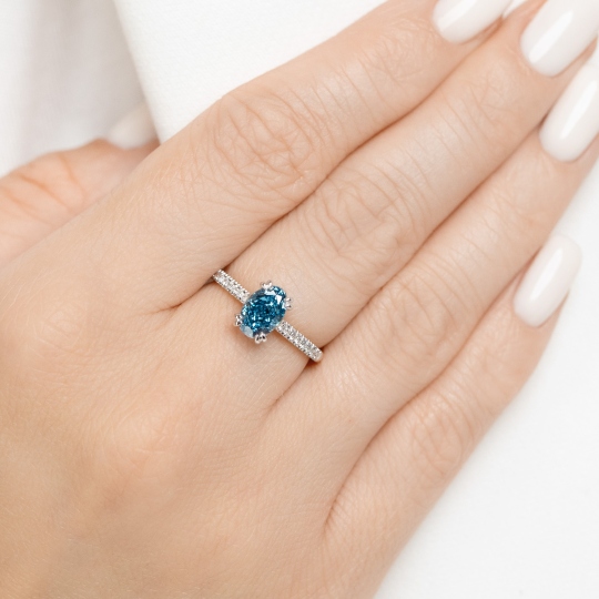 Pierścionek z niebieskim diamentem laboratoryjnym (R96117 1,39ct YW LGDB): 10