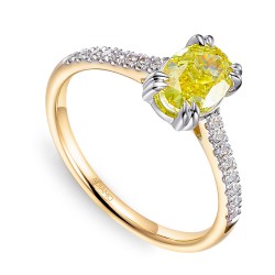 Pierścionek z żółtym diamentem laboratoryjnym (R96117 1,09ct YW LGDY): 13 - zdjęcie: 2