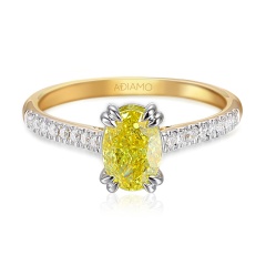 Pierścionek z żółtym diamentem laboratoryjnym