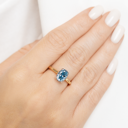 Pierścionek z niebieskim diamentem laboratoryjnym (R96118 2,01ct YW LGDB): 15