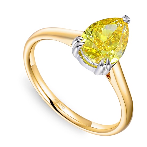 Pierścionek z żółtym diamentem laboratoryjnym